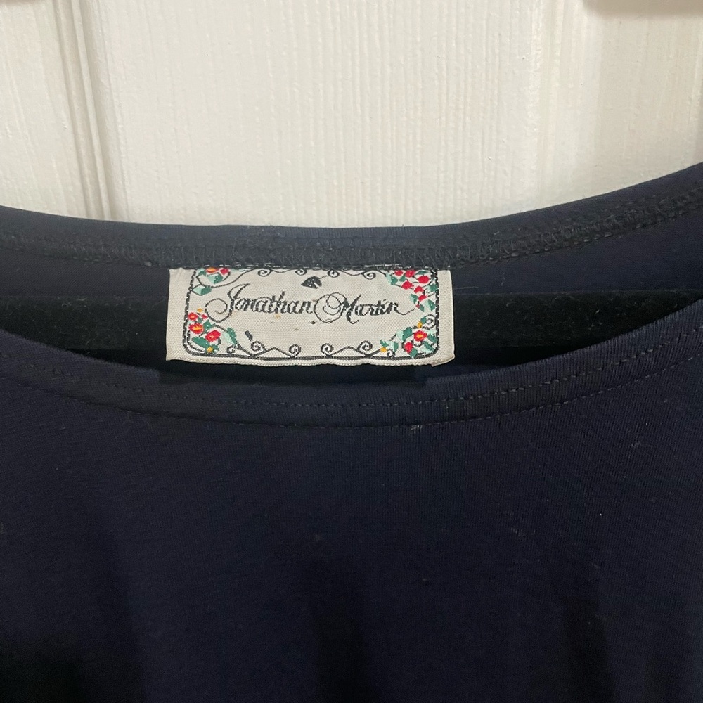 Navy blue and floral skirt dress size 6 Jonathan Martin - Picture 2 of 5